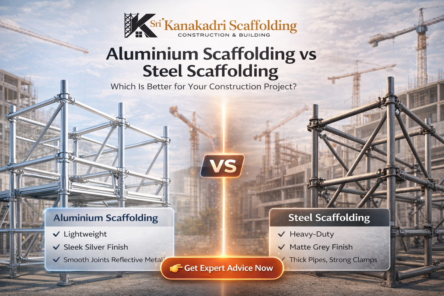 Aluminium Scaffolding vs Steel Scaffolding in Bangalore